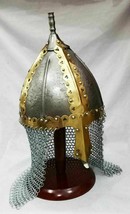 Medieval Antique Armor Helmet Made of Old Metal Leaf with Chain Shirt-
show o... - £138.17 GBP