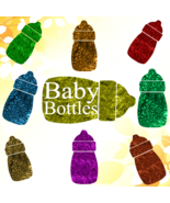 Baby Bottles2-Digital Clipart-Art Clip-Gift Cards-Banner-Gift Tag-Jewelr... - £1.01 GBP