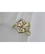Fine 14K Yellow Gold Open Heart Cupid Love Ring with Diamond Accent Size... - $5,273.43 MXN