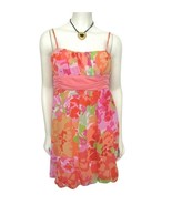 NWT BCX  Pink Orange Floral Dress Juniors 9 Chiffon Sundress $59 Belted M - $17.57