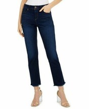 Inc Straight-Leg Frayed-Hem Ankle Jeans, Dark Indigo, Size 2 - £24.43 GBP