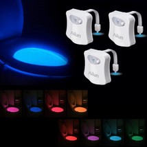 Toilet Night Light 3Pack Motion Activated Led Light 8 Colors Changing Toilet Bow - £25.57 GBP