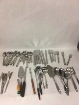 Vintage lot of Stainless steel silverware Misc designs forks spoons knifes - $19.79