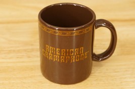 Advertising American Gramaphone 12OZ Coffee Cup Brown &amp; Gold Eagle Head USA - £10.06 GBP