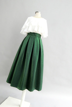 Emerlad Green Midi Party Skirt Women Plus Size Glitter A-line Pleated Skirt image 3