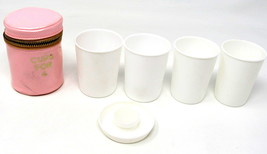4 Pink Cups Zipper Plastic Case Travel Picnic Wine Set Vintage 4 oz US S... - £14.72 GBP