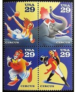 1993 29c Circus, Clown, Elephant, Block of 4 Scott 2750-53 Mint F/VF NH - $2.28