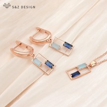 S&amp;Z DESIGN New Unique Double Color Square Cubic Zirconia Dangle Earrings Jewelry - £23.90 GBP