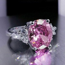 3Ct Brilliant Oval VVS1 Cut Pink Diamond Engagement Ring 14K White Gold Finish - £84.09 GBP