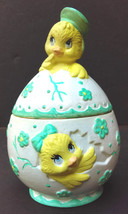 Vintage Easter Egg with Chick Trinket Box Candy Dish with Lid - £13.79 GBP