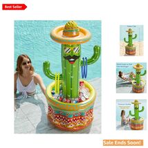 Inflatable Fiesta Cactus Cooler for Pool Parties with Ring Toss Game Green - $45.49