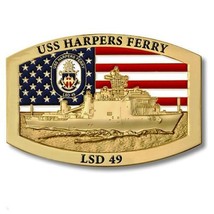 NAVY USS HARPERS FERRY LSD-49  3&quot; BELT BUCKLE - £39.33 GBP