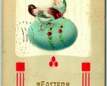 Exaggeration Decorated Egg Hens Easter Greetings Art Deco DB 1912 Postca... - $9.85