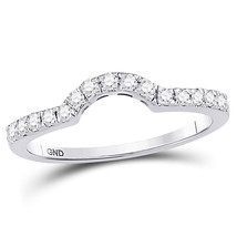 14k White Gold Round Diamond Curved Band Wedding Anniversary Ring 1/4 Ctw - £314.24 GBP