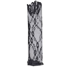 Lace Gloves Ruffled Elbow Opera Length Sheer Evening Party Costume Black... - $14.84