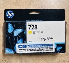 Genuine HP 728 130ml Yellow Ink Cartridge DesignJet F9J65A EXP 01/2019 - $92.99