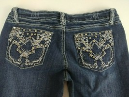 Grace in LA USA Womens Distressed Embroidered Rhinestone Jeans Size 11 - £23.16 GBP