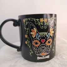 Eli-Anna Coffee Mug Halloween Handmade Ceramic Flowers &amp; Dog Beautiful C... - $19.80