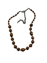 Copper Colored Graduated Beaded Necklace 21&quot; Adjustable Gun Metal Chain - $14.85