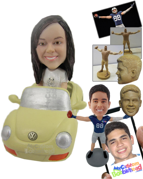 Primary image for Personalized Bobblehead Girl Driving An Expensive Convertible Car - Motor Vehicl