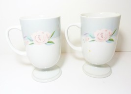 2 Vintage Irish Coffee Footed Mug Saltera Himark Japan Victorian Rose Design 85 - £21.49 GBP