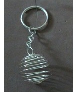 Spiral Cage Keychain 25x30mm Silver Tone - $8.90