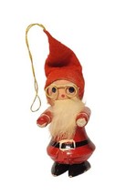 Vintage Santa Elf 3&quot; Tall Wooden Ornament w/ Wire Glasses  Rare! Cute! - £10.34 GBP