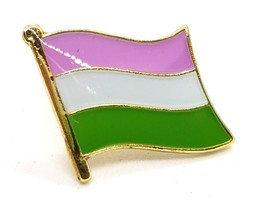 Enamel Pin Badge Genderqueer Non-Binary Pride Wavy Flag Gold Plated  LGBTQ - £3.79 GBP