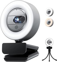 1080P FHD Webcam with Sony Sensor and Built-in Ring Light, Web Camera with Mic - £22.77 GBP