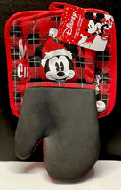 Mickey Mouse Oven Mitt And Pot Holder Set Black and Red New - £7.84 GBP