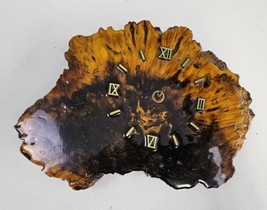 Vtg Burl Live Edge Wood Wall Clock Lacquered 10&quot;x7&quot; ManCave Needs Clock Mechanic - £36.64 GBP