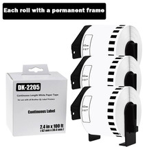 3Rolls 62mm CONTINUOUS 100ft DK2205 For Brother QL-700 Labels w/3 Frame - £32.04 GBP