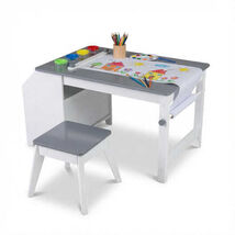 Kids Art Table and Stool Set Toddler Activity Desk with Paper Roll and 4... - $131.29
