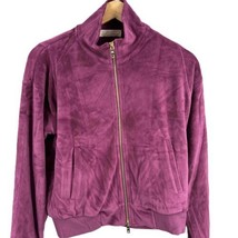 New Suzie Kondi Casual Jacket Purple Velour Bomber Zip Front Lush Feel S... - £60.24 GBP