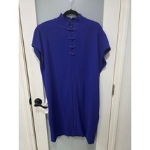Vintage Liz Claiborne Blue Dress 16 Triacetate Blend Sri Lanka 41” Long - $32.00
