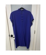 Vintage Liz Claiborne Blue Dress 16 Triacetate Blend Sri Lanka 41” Long - $32.00
