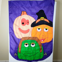 Halloween House Flag Whimsicle Pumpkins Witch Frankenstein 28 x 40 in Ny... - £7.44 GBP