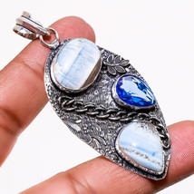 Blue Opal Tanzanite Quartz Gemstone Handmade Ethnic Pendant Jewelry 2.70&quot; SA 481 - £4.78 GBP