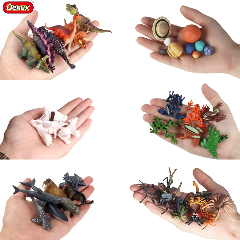 Oenux Miniature Jurassic Dinosaurs Sealife Farm Insect Flower Animals Model Set - £9.02 GBP+