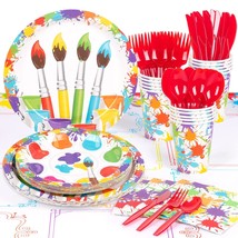 Paint Party Supplies Serves 16, Art Party Decorations, Includes 54&quot; X 10... - £28.31 GBP