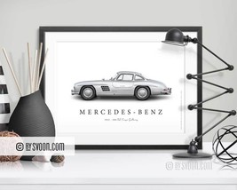 Classic Sports Car Print, Grey Race Car Drawing, GT Grand Tourer Roadster, Gift  - £7.81 GBP+