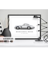 Classic Sports Car Print, Grey Race Car Drawing, GT Grand Tourer Roadste... - $12.00+