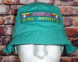Junior Girl Scouts Green Bucket Hat Medium Embroidered Logo Official App... - $10.05