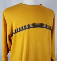 IZOD Jeans Rock Salt Sweater Shirt XL Long Sleeve Cotton Gold Gray Stripe - £10.00 GBP