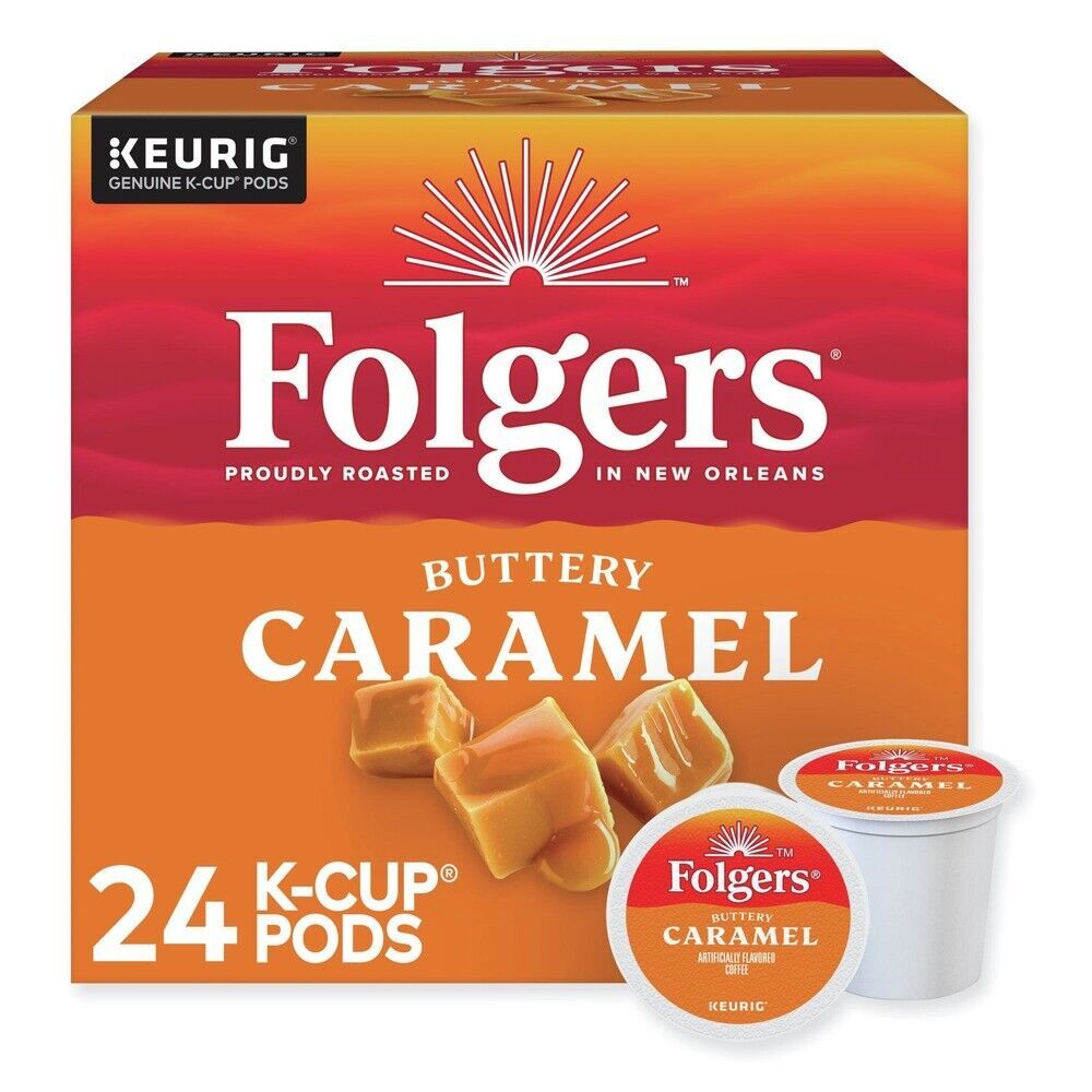 Folgers 6680 Buttery Caramel Coffee K-Cups (24/Box) New