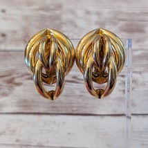 Vintage Clip On Earrings Large &amp; Chunky Gold Tone Statement Earrings - £14.13 GBP