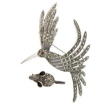 VINTAGE STERLING SILVER MARCASITE DECORATED LOVELY BIRD &amp; A TINY MOUSE B... - $1,778.28 MXN