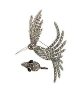 VINTAGE STERLING SILVER MARCASITE DECORATED LOVELY BIRD &amp; A TINY MOUSE B... - $1,781.33 MXN