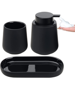 Black Bathroom Accessories Set 3 Pcs - Ceramic Foaming Bathroom Soap Dis... - £38.79 GBP