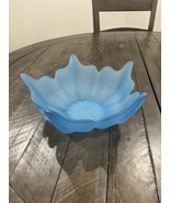 Viking Cobalt Blue Frosted Satin Glass Lotus Flower Candy Dish 10&quot; MCM V... - €42,48 EUR